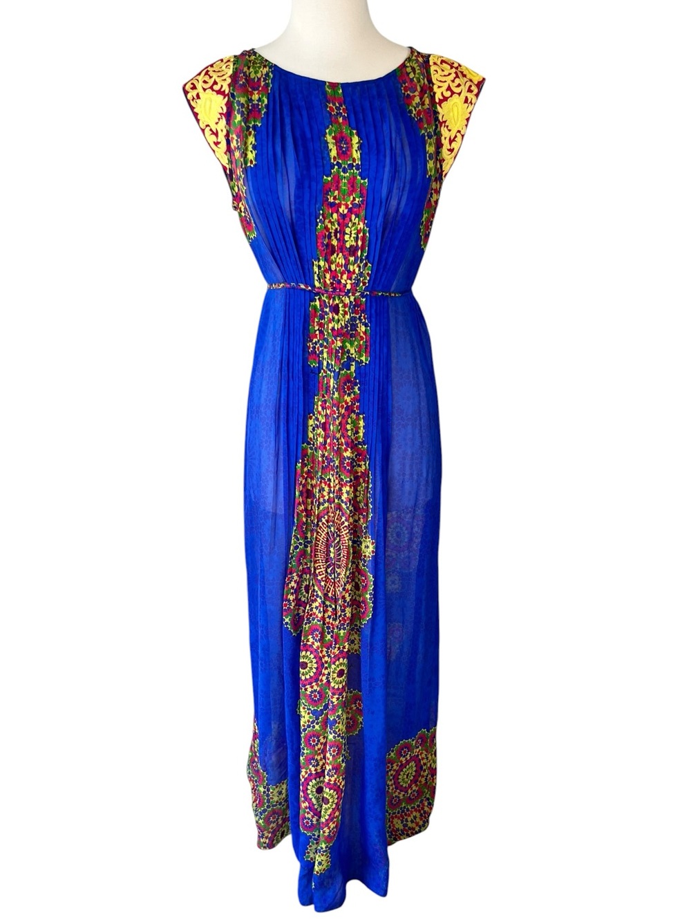 Anthropologie Hemant & Nandita Apsara Pleated 100% Silk Dress